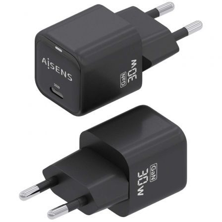 Aisens Cargador GaN 30W USB-C Negro ASCH-30W1P019-BK